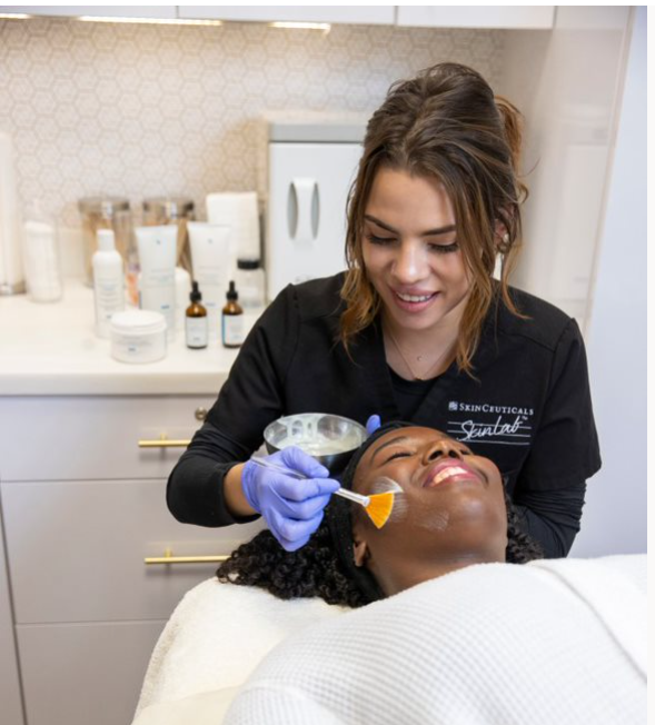 person preparing for skin service